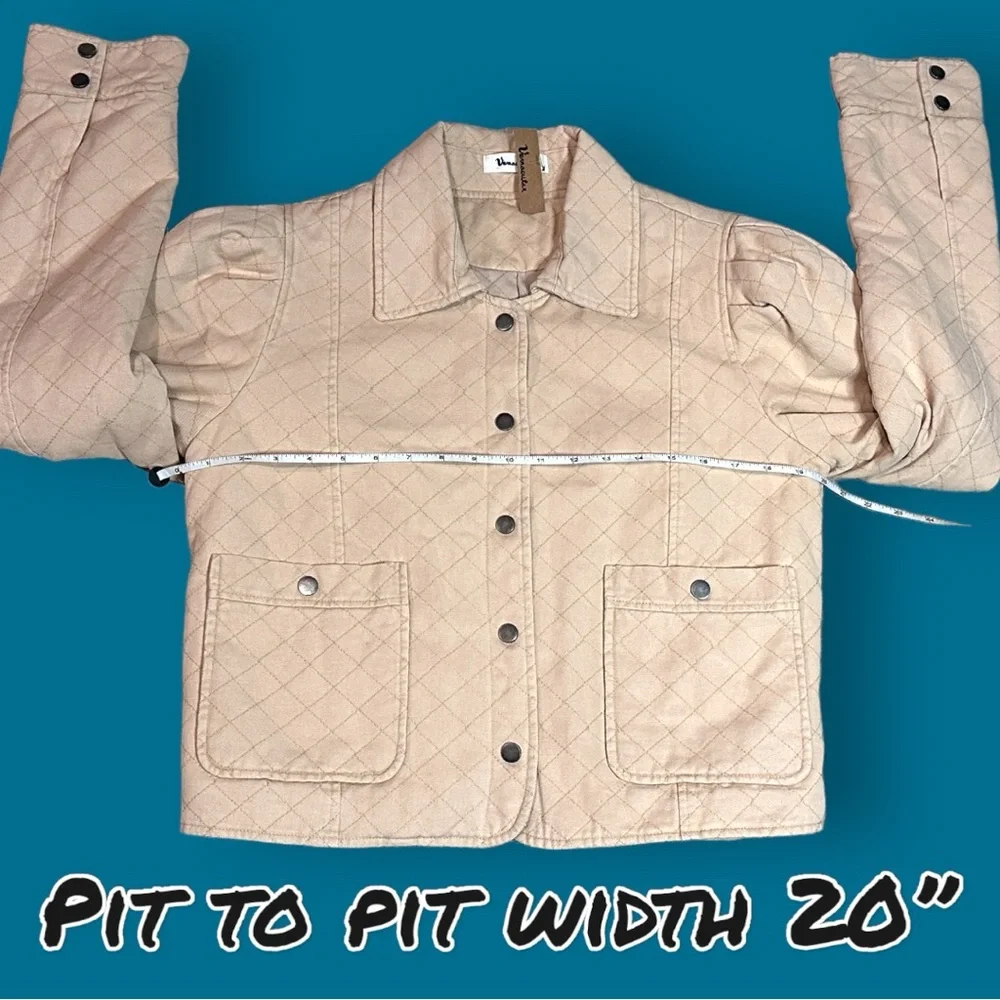 🎉HP🎉 NWT Vernacular Puff Sleeved Cropped Quilted Jacket in Cream. Size Large - Picture 7 of 16